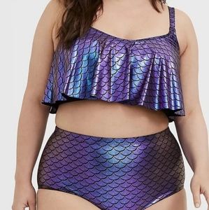 Torrid 2pc swimsuit mermaid purple 2 top bottom